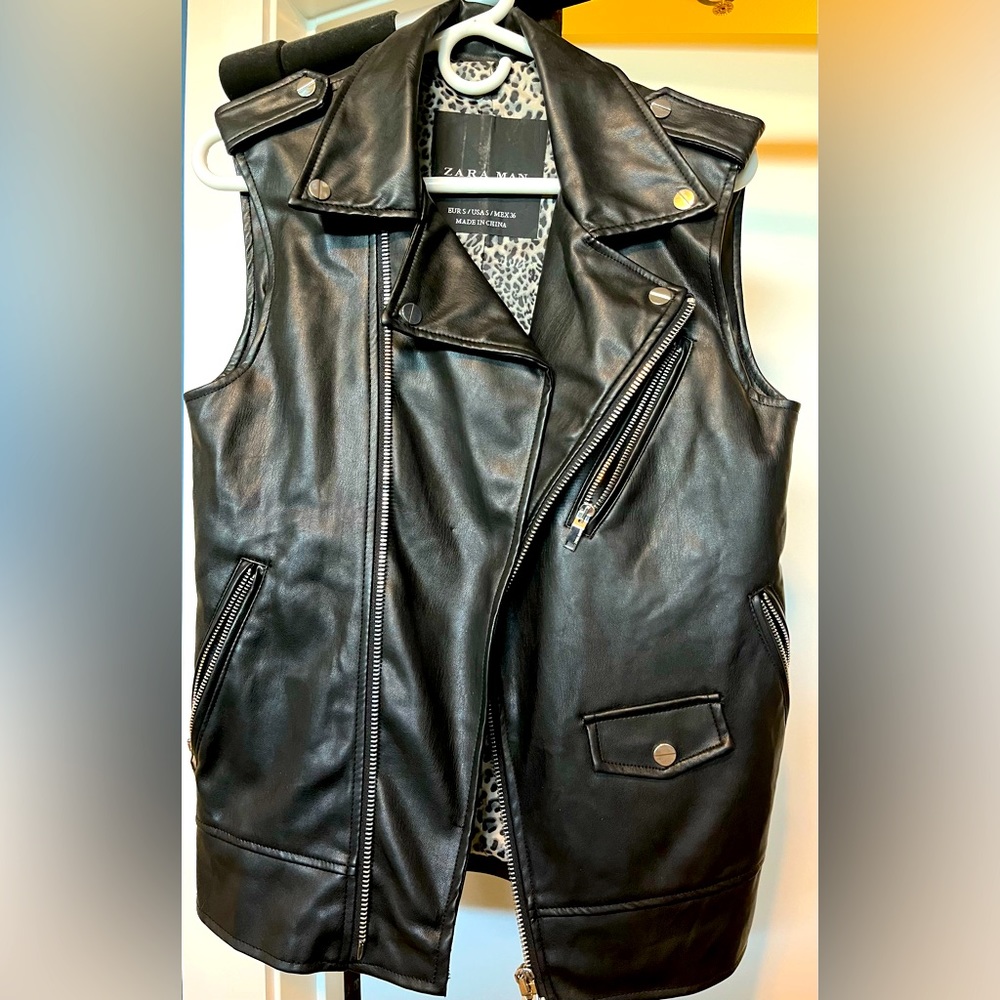Zara Man Faux Leather Moto Vest US Size Small